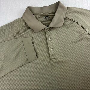 Slazenger Men's Olive Green long sleeve Polo Shirt with logos no size tag